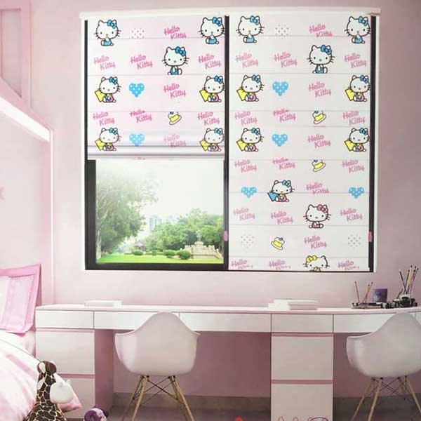 Rèm Roman Kitty Chống Sáng Cho Phòng Ngủ Cho Bé Gái