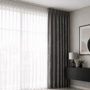 Rèm Vải Jacquard Grey Luxe Sang Trọng