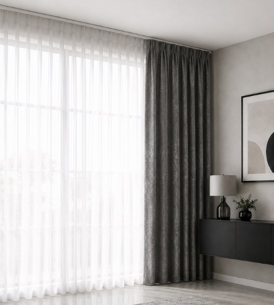 Rèm Vải Jacquard Grey Luxe Sang Trọng